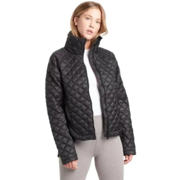 Athleta Jackets & Blazers - Athleta Whisper Featherless Coat Jacket Womens MP Black Quilted Parka Zip Up